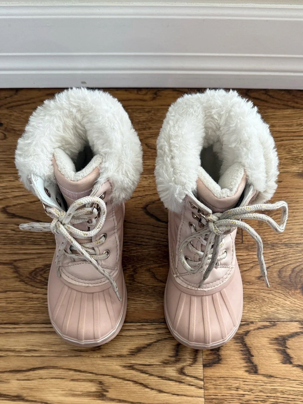 Pink Faux Fur Snow Boots Waterproof London Fog Girls Winter Weather Toddler Sz 9